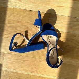 Sam Edelman Blue Suede Yaro Ankle Strap Block Heel Sandals